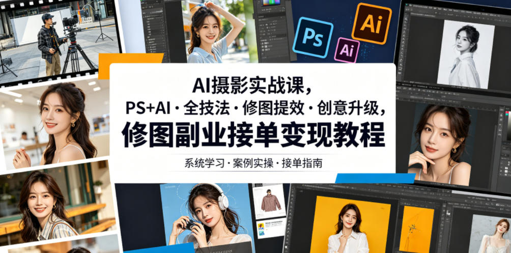 AI摄影实战课，PS+AI・全技法・修图提效・创意升级，修图副业接单变现教程采购|汽车产业|汽车配件|机加工企业家交流社群中心