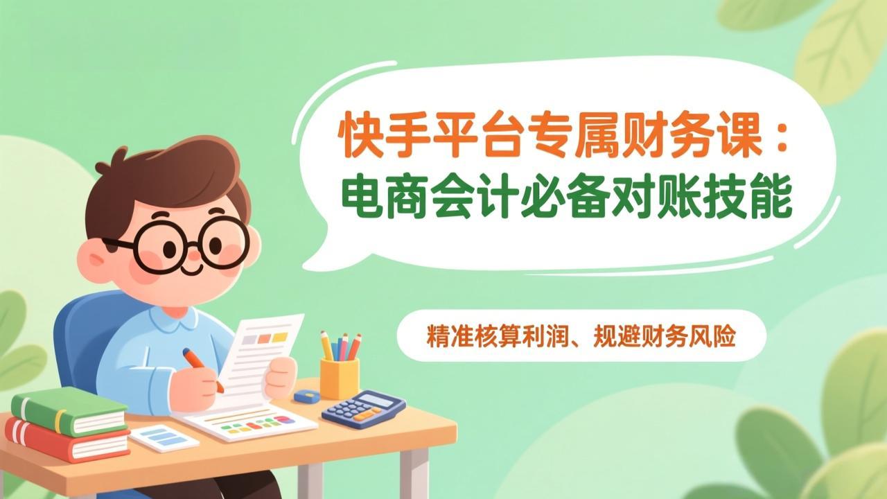 快手平台专属财务课：电商会计必备对账技能，精准核算利润、规避财务风险采购|汽车产业|汽车配件|机加工蚂蚁智酷企业交流社群中心