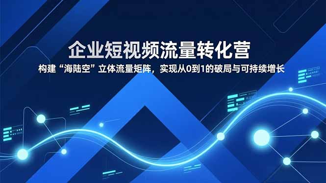 企业短视频流量转化营，构建“海陆空”立体流量矩阵，实现从0到1的破局与可持续增长采购|汽车产业|汽车配件|机加工蚂蚁智酷企业交流社群中心