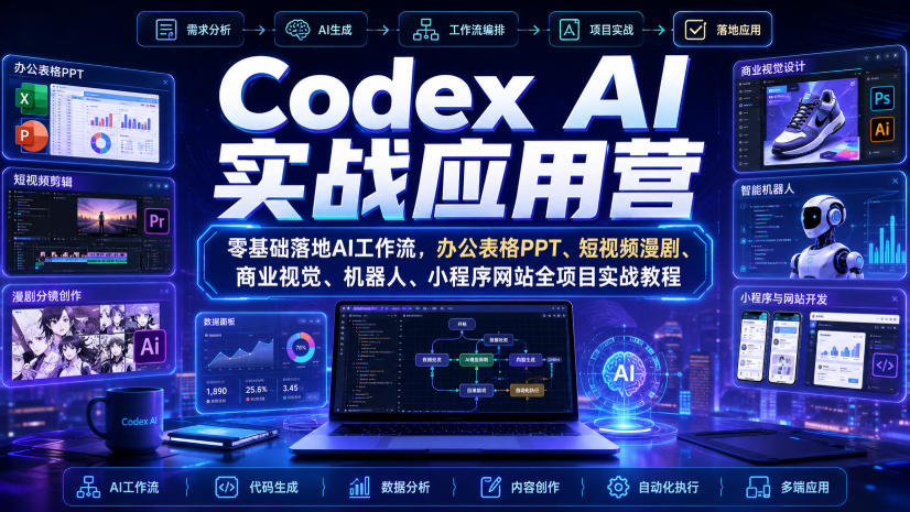 Codex AI实战应用营｜零基础落地AI工作流，办公表格PPT、短视频漫剧、商业视觉、机器人、小程序网站全项目实战教程采购|汽车产业|汽车配件|机加工企业家交流社群中心