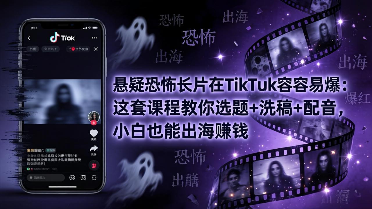 悬疑恐怖长片在TikTok最容易爆：这套课程教你选题+洗稿+配音，小白也能出海赚钱采购|汽车产业|汽车配件|机加工企业家交流社群中心