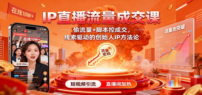 IP直播流量成交课:偷流量+脚本控成交,线索驱动的创始人IP方法论采购|汽车产业|汽车配件|机加工蚂蚁智酷企业交流社群中心