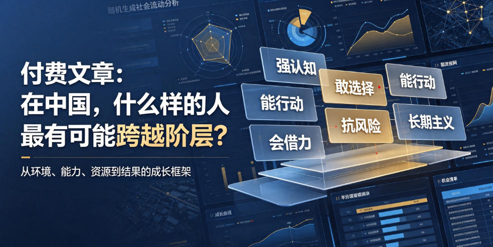 付费文章:在中国,什么样的人最有可能跨越阶层?采购|汽车产业|汽车配件|机加工企业家交流社群中心