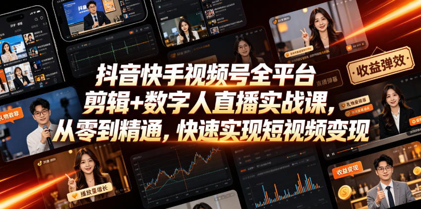 抖音快手视频号全平台剪辑+数字人直播实战课,从零到精通,快速实现短视频变现(更新2026年6月)采购|汽车产业|汽车配件|机加工企业家交流社群中心