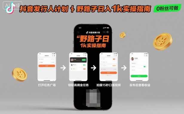 抖音发行人计划全新野路子玩法,随时随地,只要有手机,就能操作,日入1k+【揭秘】采购|汽车产业|汽车配件|机加工蚂蚁智酷企业交流社群中心