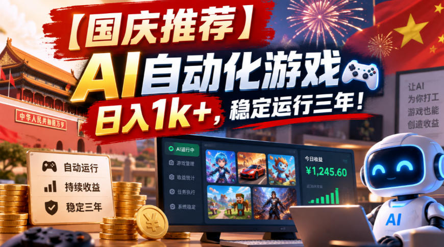 【国庆推荐】AI自动化游戏，日入1k+，操作简单，稳定运行三年！【揭秘】采购|汽车产业|汽车配件|机加工企业家交流社群中心