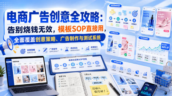 电商广告创意全攻略：告别烧钱无效，模板SOP直接用，全面覆盖创意策略、广告制作与测试系统【原创双语字幕】采购|汽车产业|汽车配件|机加工企业家交流社群中心