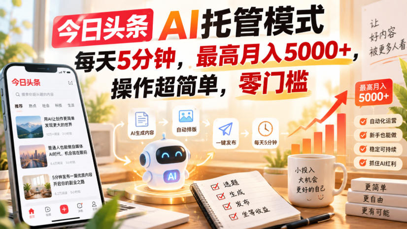 今日头条AI托管模式，每天5分钟，最高月入5000+，操作超简单，零门槛【揭秘】采购|汽车产业|汽车配件|机加工企业家交流社群中心