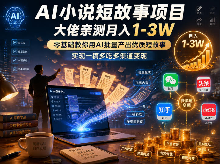 AI小说短故事项目，大佬亲测月入1-3W，零基础教你用AI批量产出优质短故事，实现一稿多吃多渠道变现(更新0824)采购|汽车产业|汽车配件|机加工企业家交流社群中心