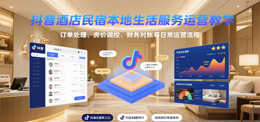 抖音酒店民宿本地生活服务运营教学,订单处理、房价调控、财务对账等日常运营流程采购|汽车产业|汽车配件|机加工蚂蚁智酷企业交流社群中心