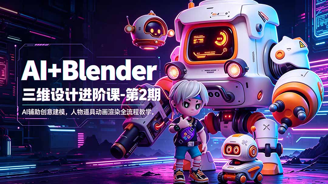 AI+Blender三维设计进阶课-第2期：AI辅助创意建模，人物道具动画渲染全流程教学采购|汽车产业|汽车配件|机加工企业家交流社群中心