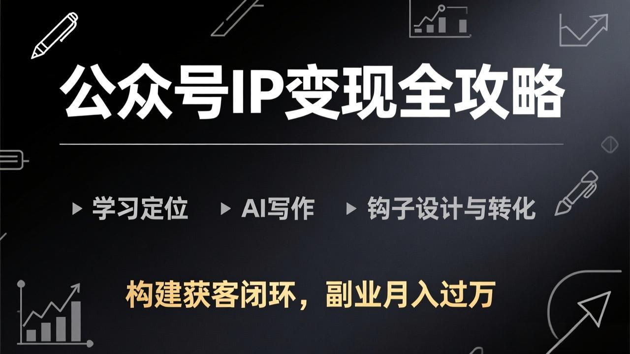 公众号IP变现全攻略-更新,学习定位、AI写作、钩子设计与转化,构建获客闭环,副业月入过万采购|汽车产业|汽车配件|机加工蚂蚁智酷企业交流社群中心