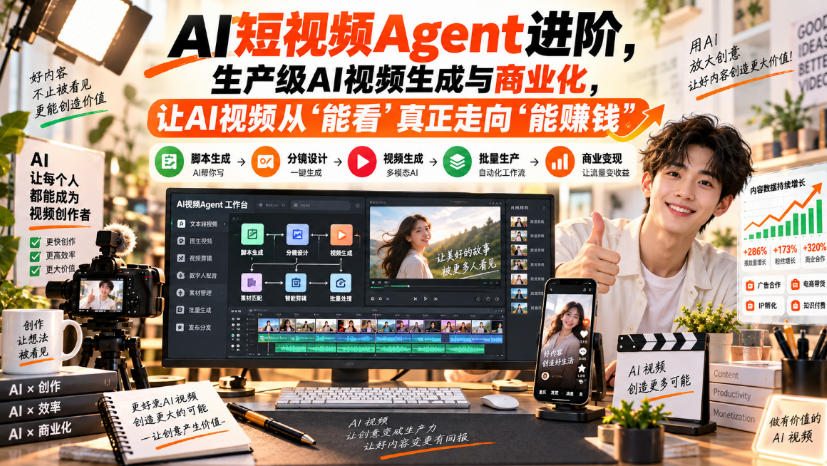 AI短视频Agent进阶,生产级AI视频生成与商业化,让AI视频从”能看”真正走向”能賺钱”采购|汽车产业|汽车配件|机加工企业家交流社群中心