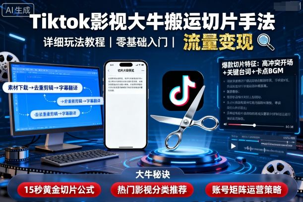 Tiktok影视大牛搬运切片手法,详细玩法教程采购|汽车产业|汽车配件|机加工蚂蚁智酷企业交流社群中心