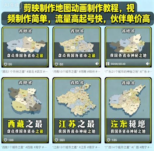 剪映制作地图动画制作教程,视频制作简单,流量高起号快,伙伴单价高采购|汽车产业|汽车配件|机加工蚂蚁智酷企业交流社群中心