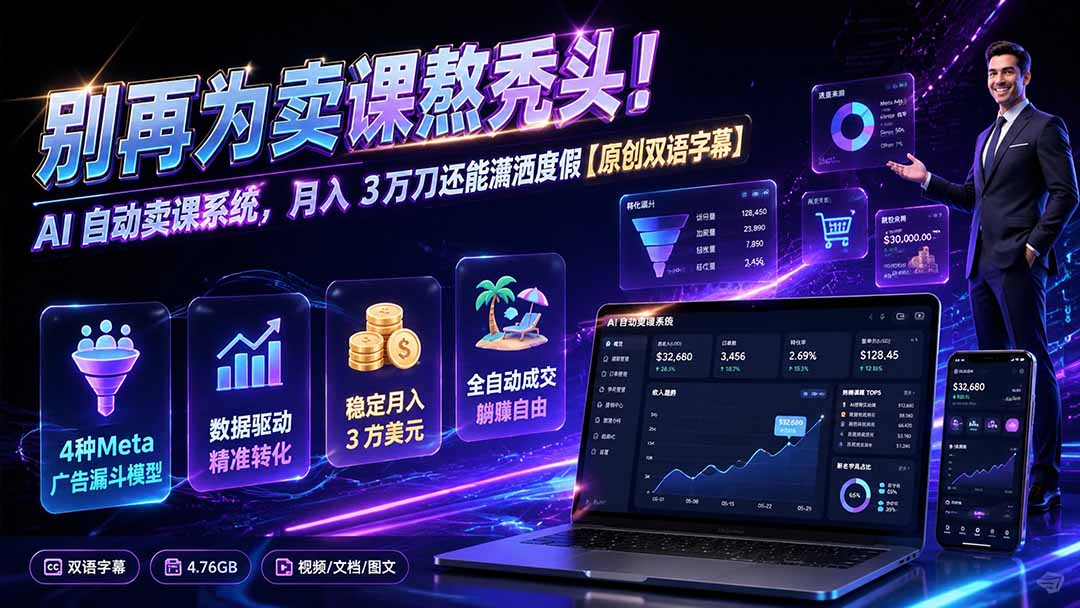 别再为卖课熬秃头!AI 自动卖课系统,月入 3 万刀还能潇洒度假【原创双语字幕】采购|汽车产业|汽车配件|机加工企业家交流社群中心