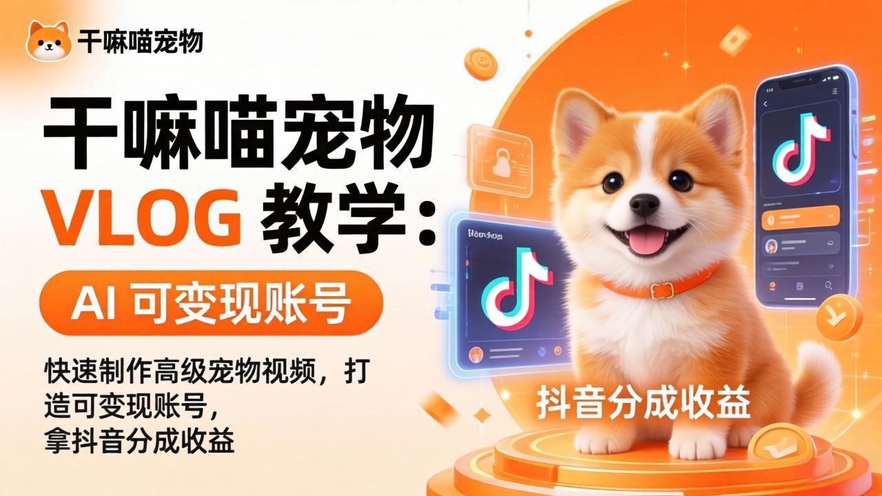 干嘛喵宠物 VLOG 教学:AI 快速制作高级宠物视频,打造可变现账号,拿抖音分成收益采购|汽车产业|汽车配件|机加工企业家交流社群中心