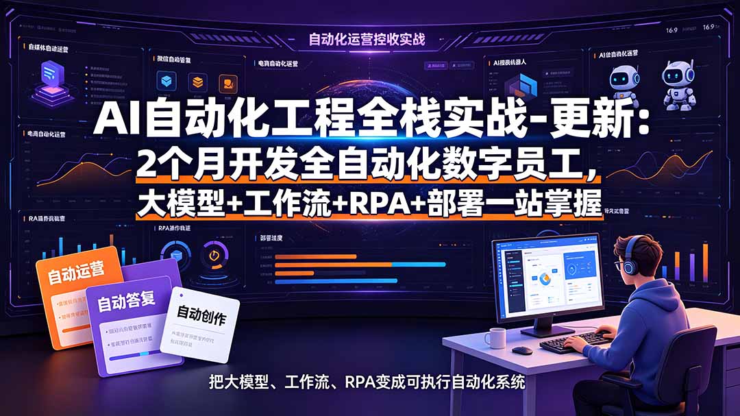 AI自动化工程全栈实战-更新:2个月开发全自动化数字员工,大模型+工作流+RPA+部署一站式掌握采购|汽车产业|汽车配件|机加工企业家交流社群中心