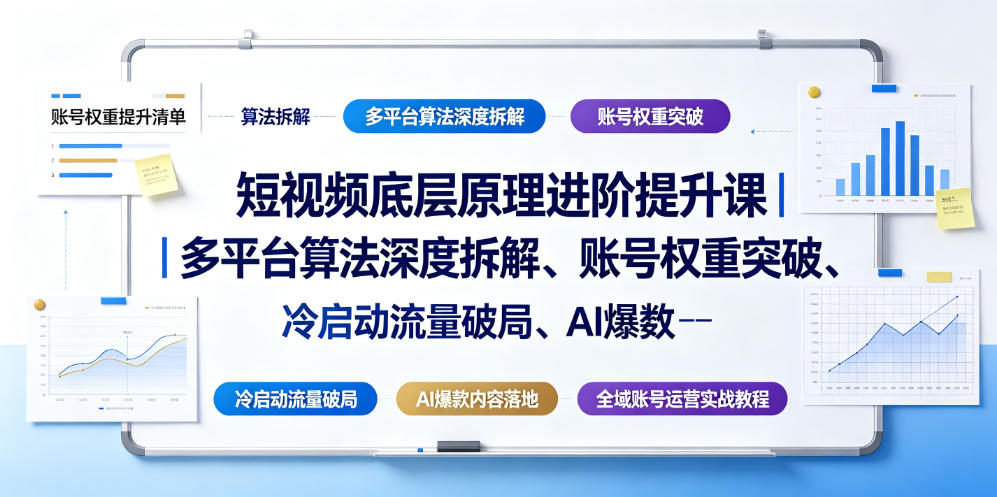 短视频底层原理进阶提升课｜多平台算法深度拆解、账号权重突破、冷启动流量破局、AI爆款内容落地与全域账号运营实战教程采购|汽车产业|汽车配件|机加工企业家交流社群中心