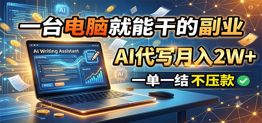 一台电脑就能干的副业,AI代写月入2W+,一单一结不压款采购|汽车产业|汽车配件|机加工企业家交流社群中心