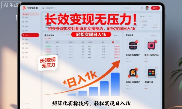 长效变现无压力!拼多多虚拟类目矩阵化实操技巧,轻松实现日入1k【揭秘】采购|汽车产业|汽车配件|机加工蚂蚁智酷企业交流社群中心