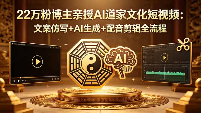 22万粉博主亲授AI道家文化短视频：文案仿写+AI生成+配音剪辑全流程采购|汽车产业|汽车配件|机加工企业家交流社群中心