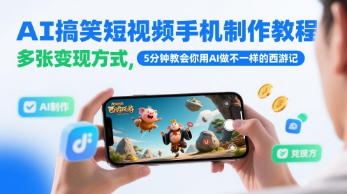 AI搞笑短视频手机制作教程，多张变现方式，5分钟教会你用AI做不一样的西游记采购|汽车产业|汽车配件|机加工蚂蚁智酷企业交流社群中心