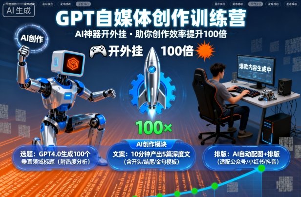 GPT自媒体创作训练营:AI神器开外挂,助你创作效率提升100倍采购|汽车产业|汽车配件|机加工蚂蚁智酷企业交流社群中心