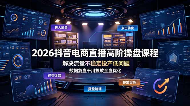 2026抖音电商直播高阶操盘课程,解决流量不稳定投产低问题,数据复盘千川投放全盘优化采购|汽车产业|汽车配件|机加工企业家交流社群中心