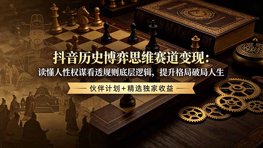 抖音历史博弈思维赛道变现：读懂人性权谋看透规则底层逻辑，提升格局破局人生，伙伴计划+精选独家收益采购|汽车产业|汽车配件|机加工企业家交流社群中心