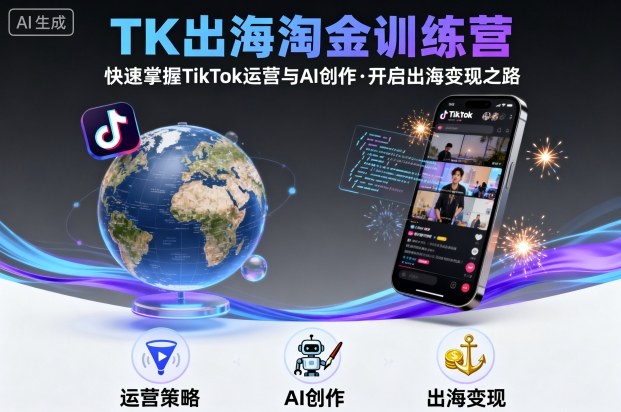 TK出海淘金训练营,助你快速掌握TikTok运营与AI创作,开启出海变现之路采购|汽车产业|汽车配件|机加工蚂蚁智酷企业交流社群中心