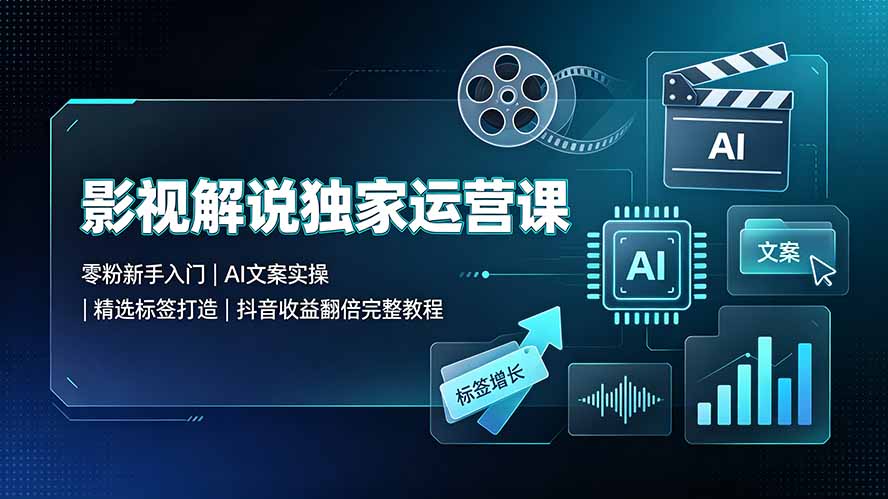 影视解说独家运营课:零粉新手入门|AI文案实操|精选标签打造|抖音收益翻倍完整教程采购|汽车产业|汽车配件|机加工企业家交流社群中心