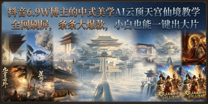 抖音6.9W博主的中式美学AI云顶天宫仙境教学，全网刷屏，条条大爆款，小白也能一键出大片采购|汽车产业|汽车配件|机加工企业家交流社群中心
