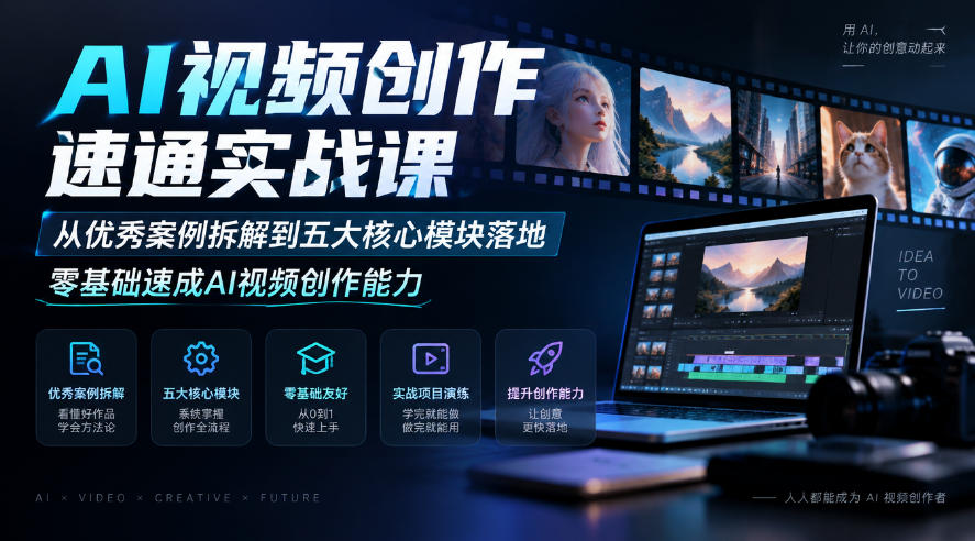 AI视频创作速通实战课｜从优秀案例拆解到五大核心模块落地，零基础速成AI视频创作能力采购|汽车产业|汽车配件|机加工企业家交流社群中心