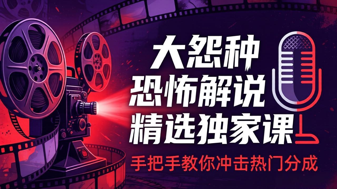 大怨种恐怖解说精选独家课：电影下载+文案配音+片头封面，手把手教你冲击热门分成采购|汽车产业|汽车配件|机加工企业家交流社群中心
