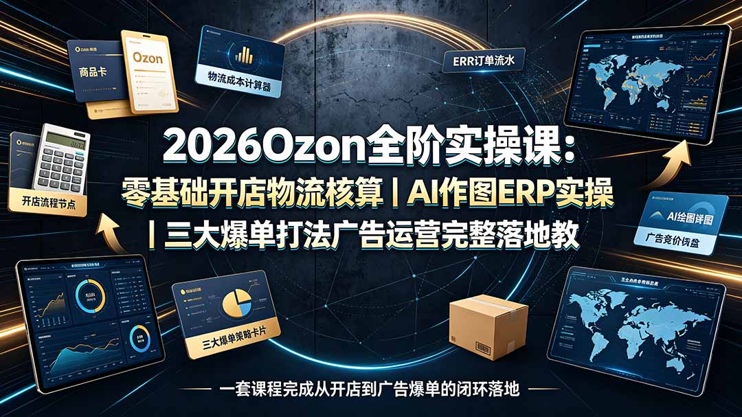2026Ozon全阶实操课：零基础开店物流核算｜AI作图ERP实操｜三大爆单打法广告运营完整落地教程采购|汽车产业|汽车配件|机加工企业家交流社群中心