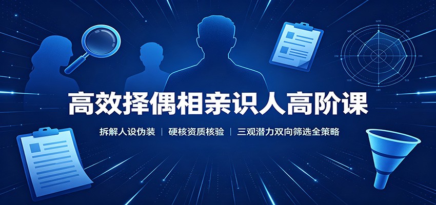高效择偶相亲识人高阶课:拆解人设伪装,硬核资质核验,三观潜力双向筛选全策略采购|汽车产业|汽车配件|机加工企业家交流社群中心
