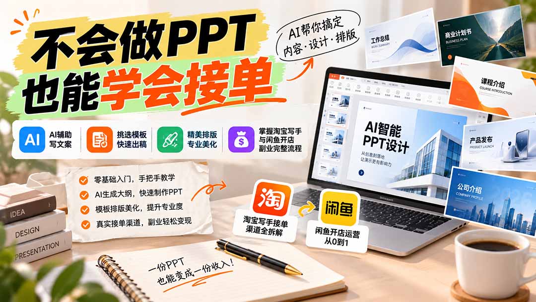 不会做PPT也能学会接单:AI辅助写文案、挑模板、做排版,掌握淘宝写手与闲鱼开店副业完整流程采购|汽车产业|汽车配件|机加工企业家交流社群中心