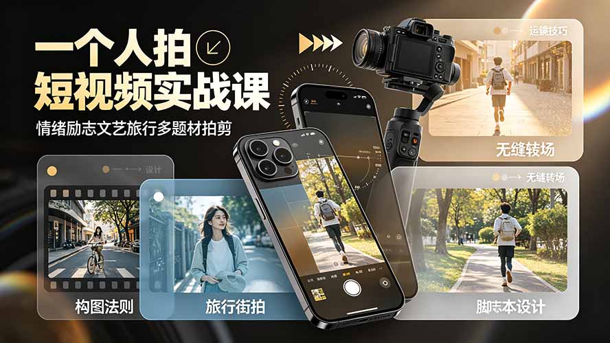 一个人拍短视频实战课:情绪励志文艺旅行多题材×五大景别×黄金构图×八大运镜,从拍摄到成片高效创作采购|汽车产业|汽车配件|机加工企业家交流社群中心