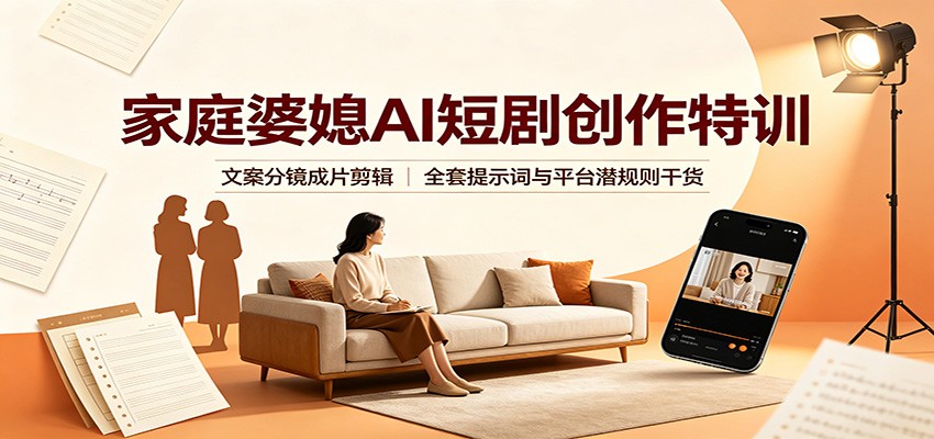 家庭婆媳AI短剧创作特训：文案分镜成片剪辑，全套提示词与平台潜规则干货采购|汽车产业|汽车配件|机加工企业家交流社群中心