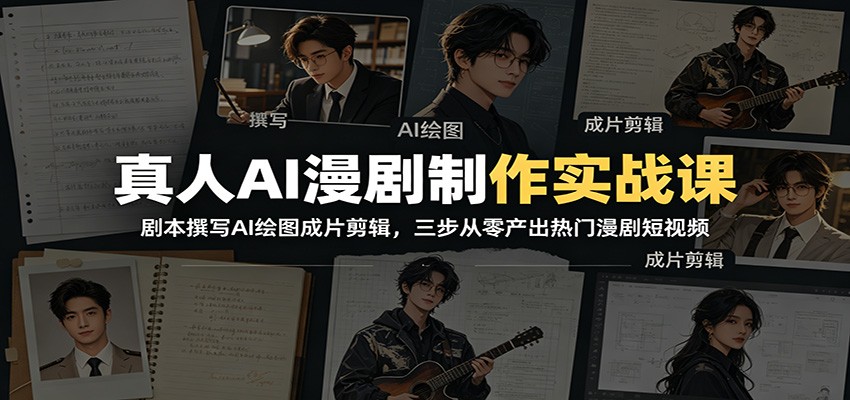 真人AI漫剧制作实战课:剧本撰写AI绘图成片剪辑,三步从零产出热门漫剧短视频采购|汽车产业|汽车配件|机加工企业家交流社群中心