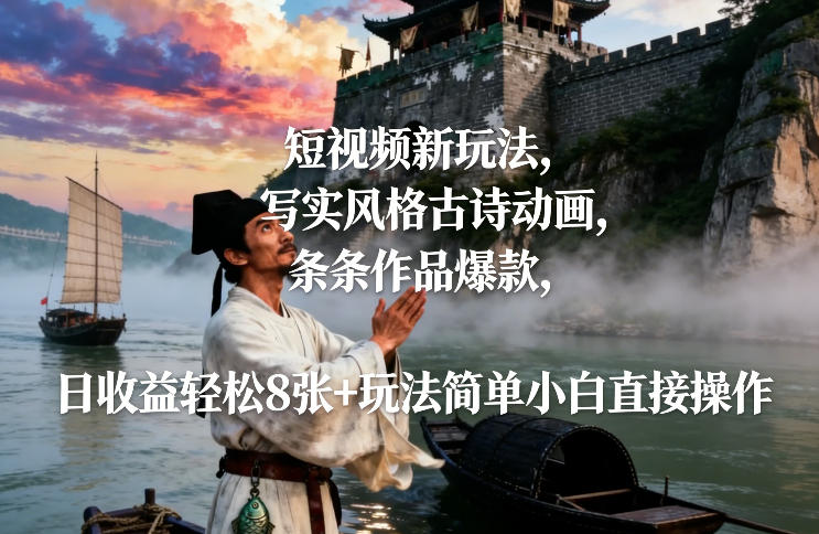 短视频新玩法，写实风格古诗动画，条条作品爆款，日收益轻松8张+玩法简单小白直接操作采购|汽车产业|汽车配件|机加工蚂蚁智酷企业交流社群中心