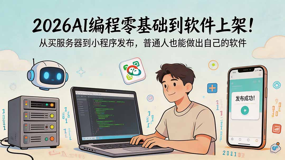 2026AI编程零基础到软件上架!从买服务器到小程序发布,普通人也能做出自己的软件采购|汽车产业|汽车配件|机加工企业家交流社群中心