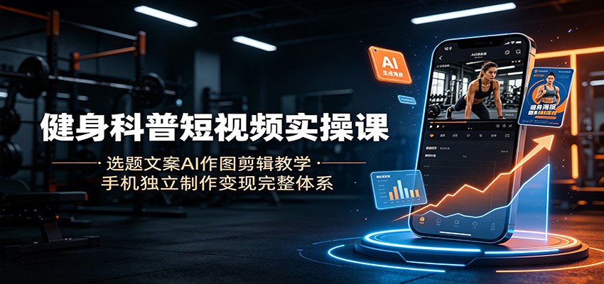 健身科普短视频实操课:选题文案AI作图剪辑教学,手机独立制作变现完整体系采购|汽车产业|汽车配件|机加工企业家交流社群中心