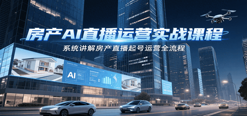 房产AI直播运营实战课程，系统讲解房产直播起号运营全流程采购|汽车产业|汽车配件|机加工蚂蚁智酷企业交流社群中心