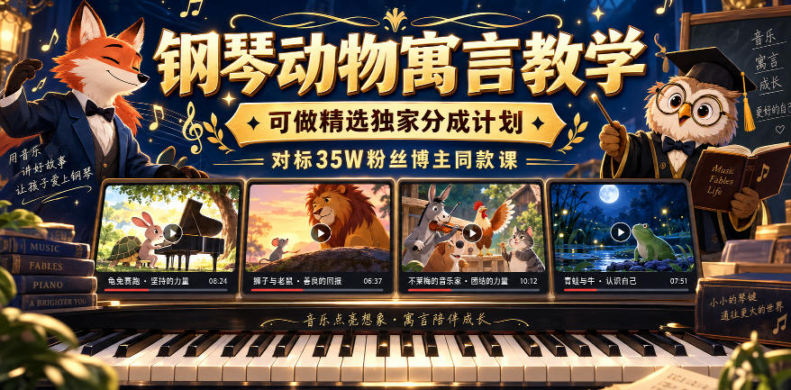 钢琴动物寓言教学，可做精选独家分成计划，对标35W粉丝博主同款课采购|汽车产业|汽车配件|机加工企业家交流社群中心