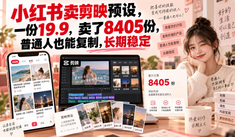 小红书卖剪映预设,一份19.9,卖了8405份,普通人也能复制,长期稳定采购|汽车产业|汽车配件|机加工企业家交流社群中心