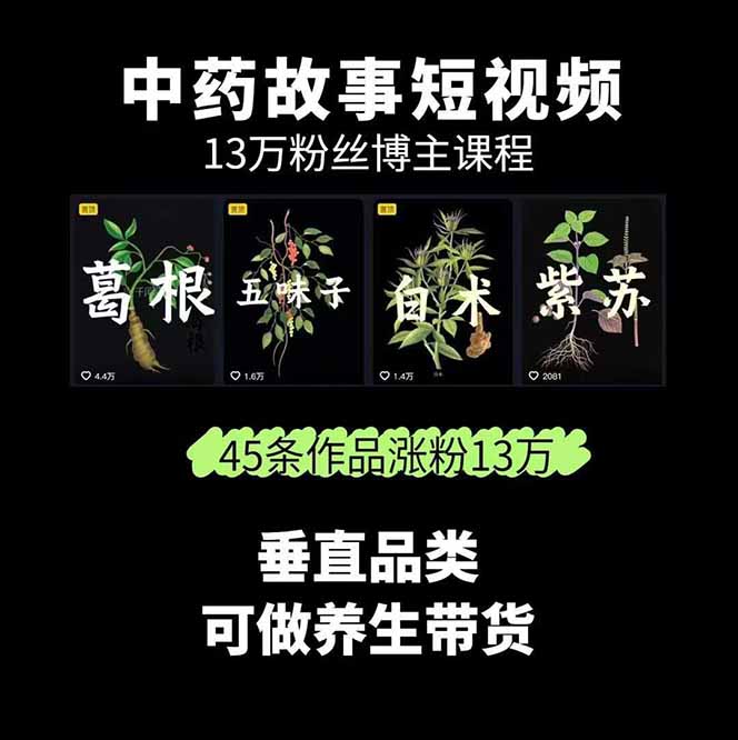 图片[1]采购|汽车产业|汽车配件|机加工中草药养生赛道：AI文案+故事模板+橱带货，45条作品涨粉13w+单月变现1万+采购|汽车产业|汽车配件|机加工蚂蚁智酷企业交流社群中心