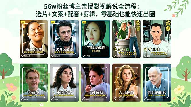56万粉丝博主亲授影视解说全流程：选片+文案+配音+剪辑，零基础也能快速出圈采购|汽车产业|汽车配件|机加工企业家交流社群中心