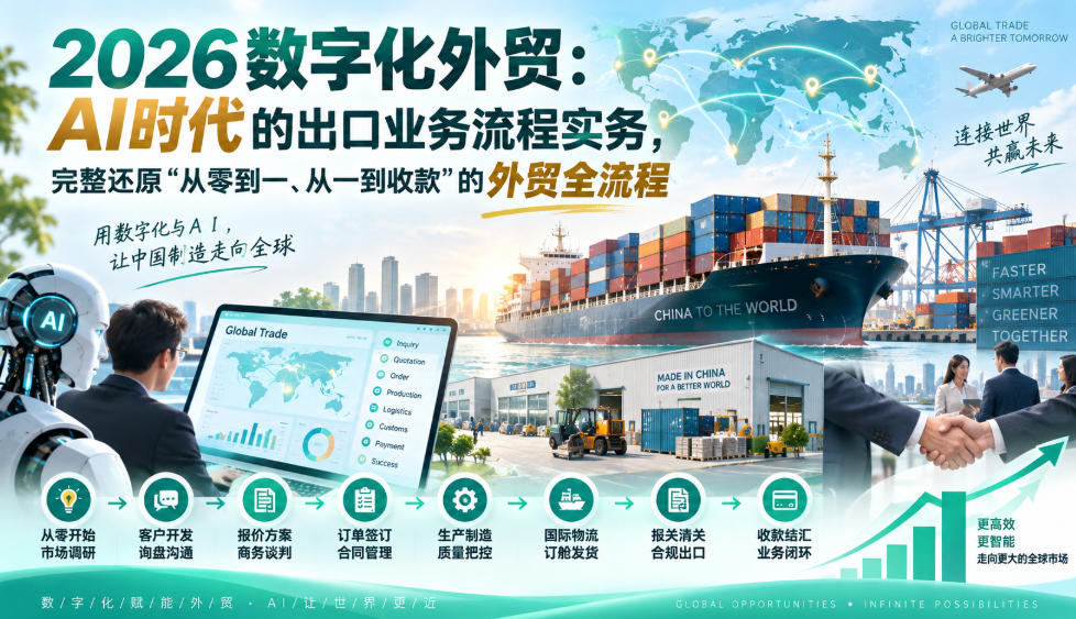 2026数字化外贸:AI时代的出口业务流程实务,完整还原”从零到一、从一到收款”的外贸全流程采购|汽车产业|汽车配件|机加工企业家交流社群中心